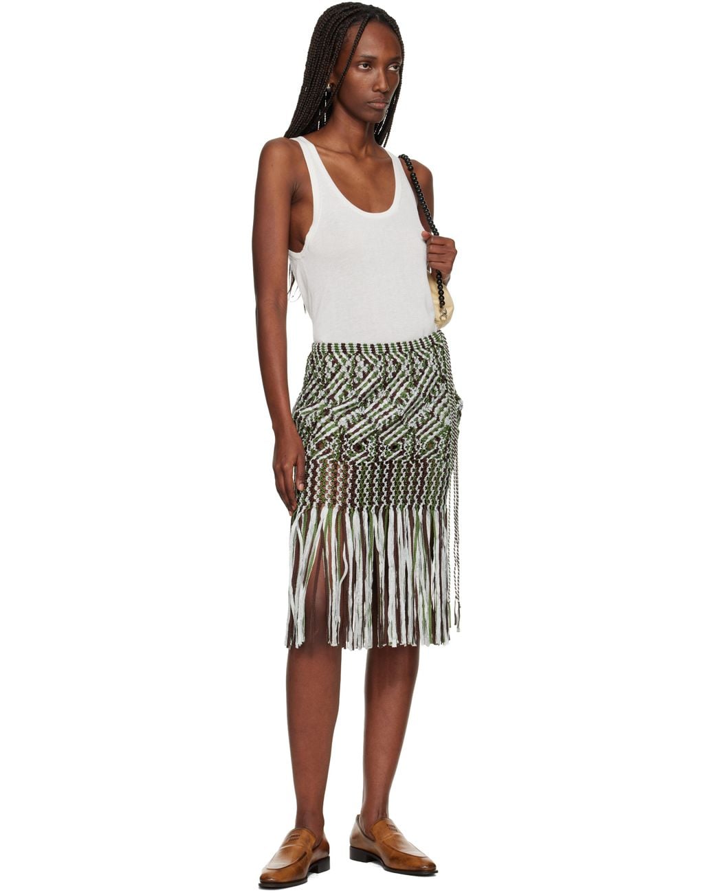 Wales Bonner Black Java Macrame Midi Skirt