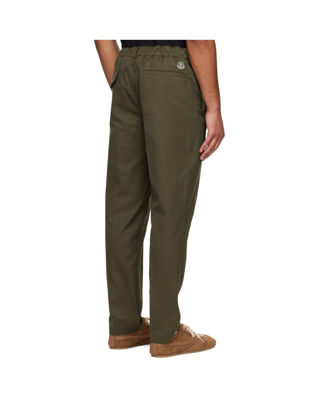 Moncler Green Khaki Tailored Gabardine Trousers for men