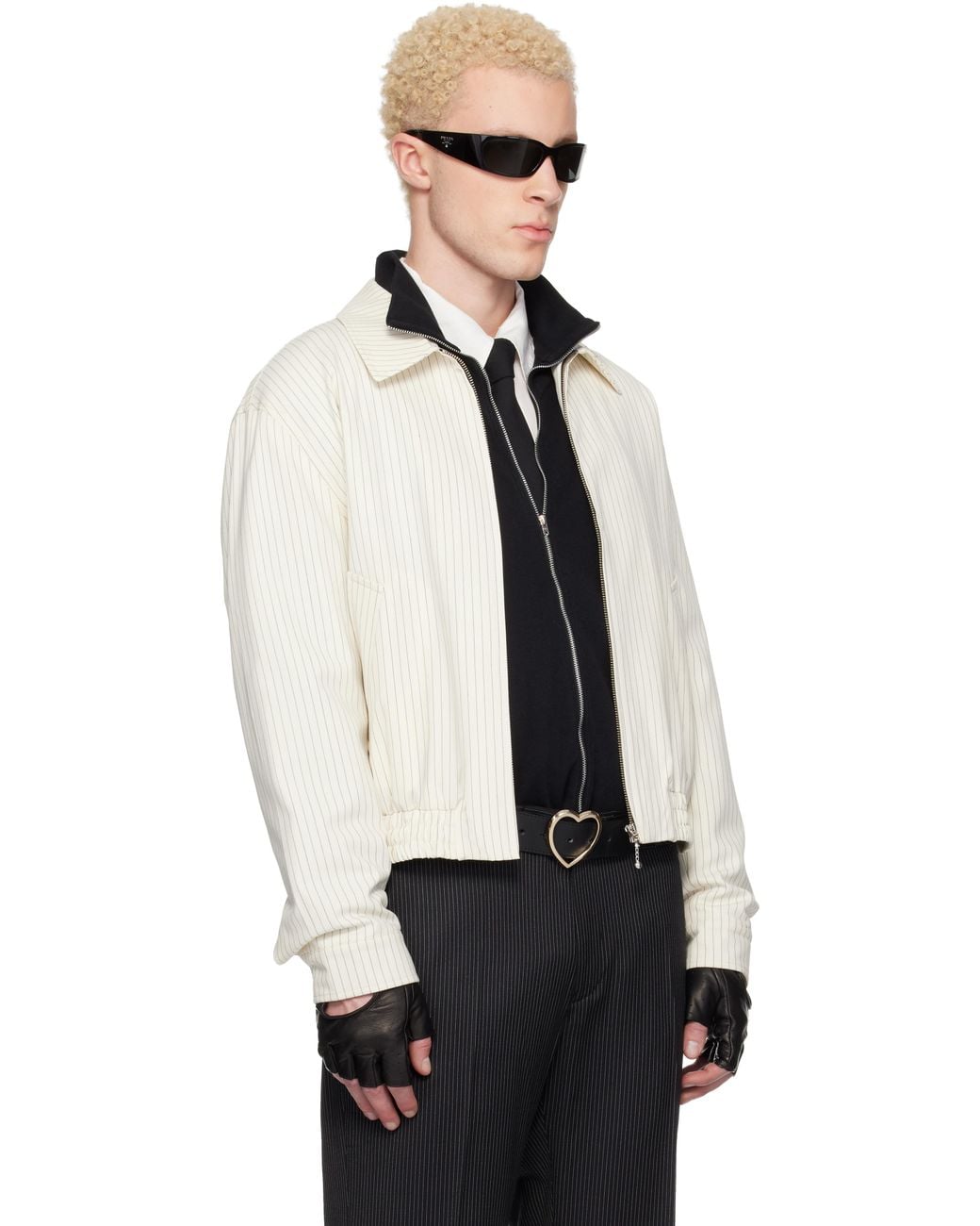 メンズ Ernest W. Baker オフホワイト ハリントンジャケット Black