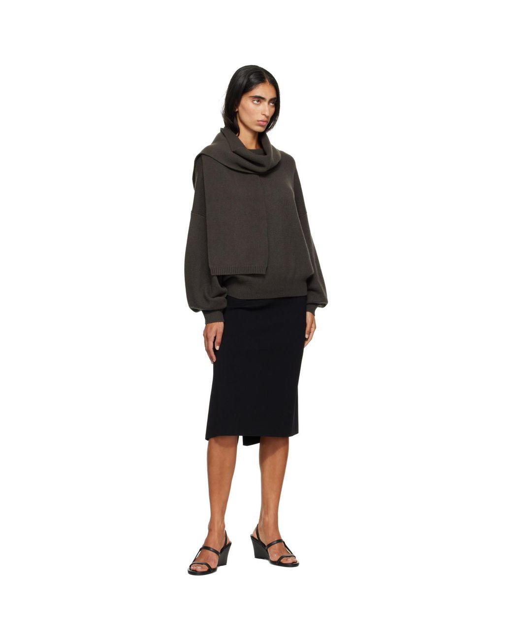 Lisa Yang Gray Khaki Frederica Scarf