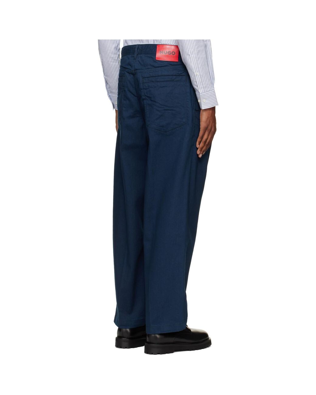 HUGO Blue Relaxed-Fit Soft Cotton Jeans for men