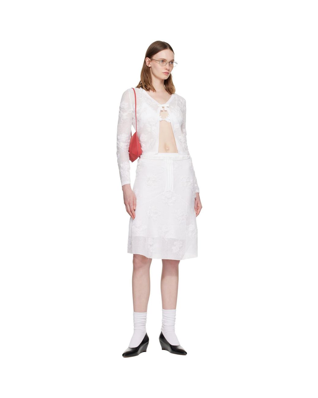 ShuShu/Tong Multicolor Threadwork Knit Midi Skirt
