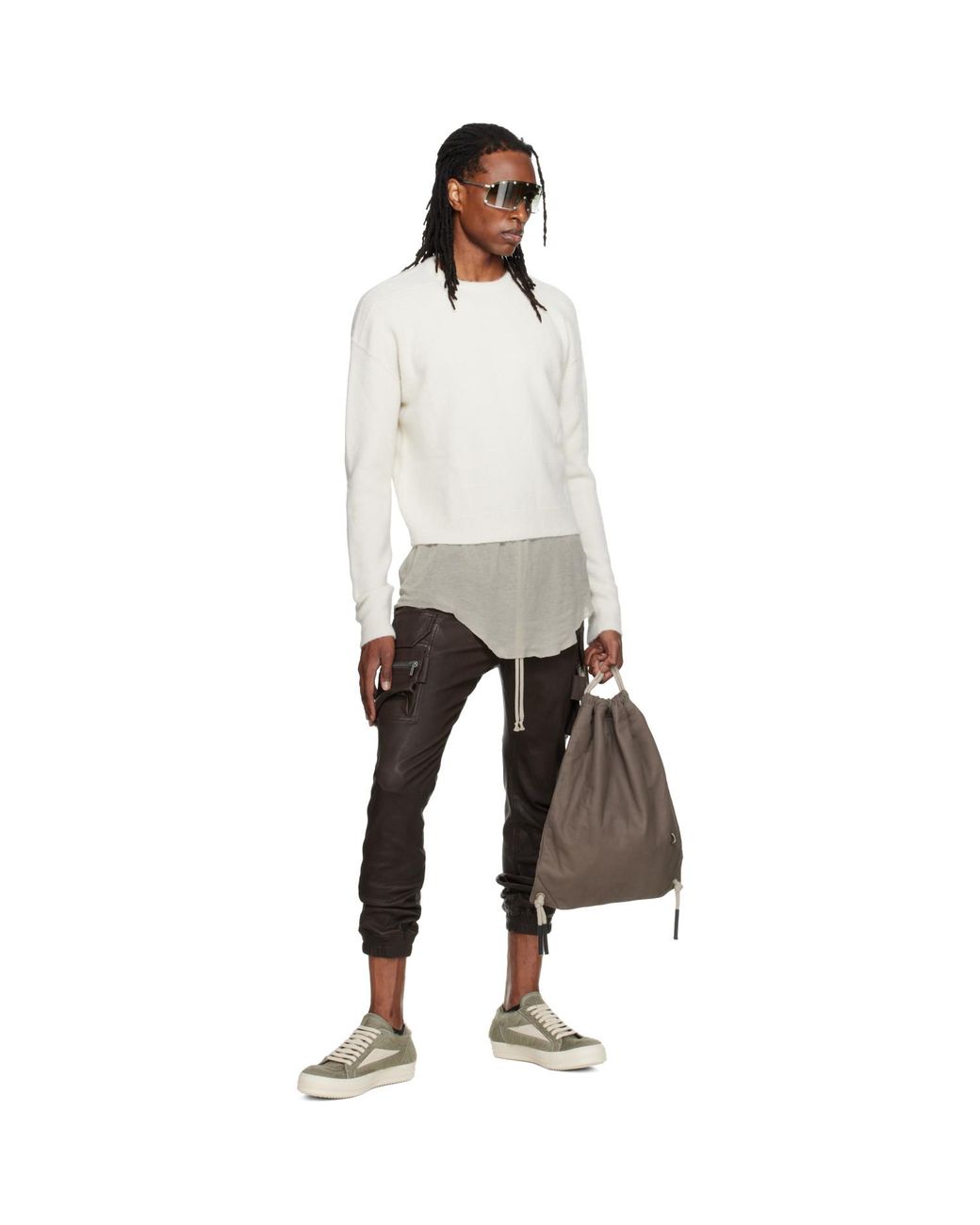 Rick Owens Natural Off- Tower Round Neck Sweater for men