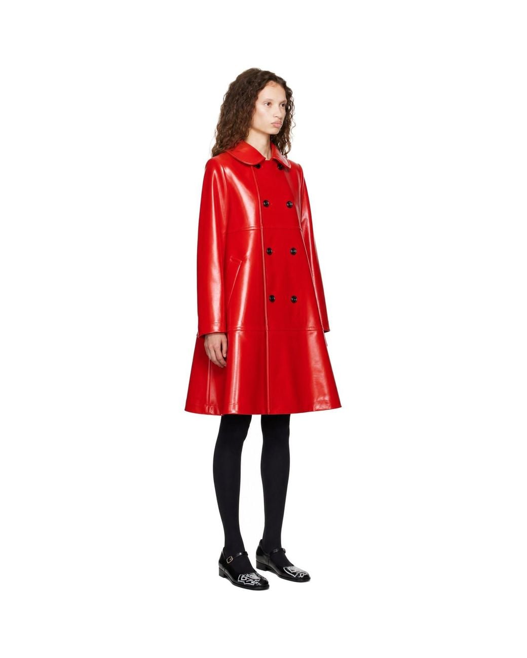 Comme des Garçons Red Synthetic Leather Coat