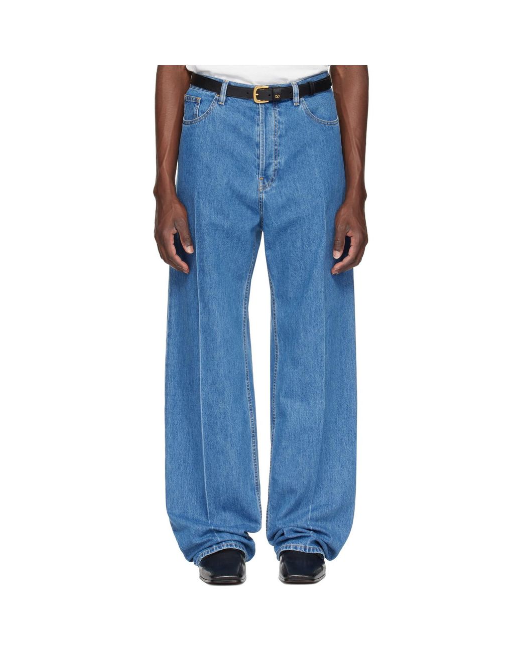 Valentino Blue Creased Jeans for men