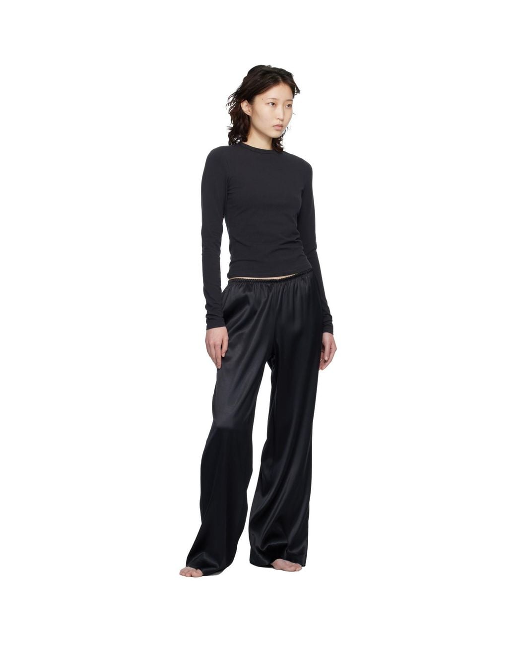 Skims Black Cotton Jersey Long Sleeve T-Shirt