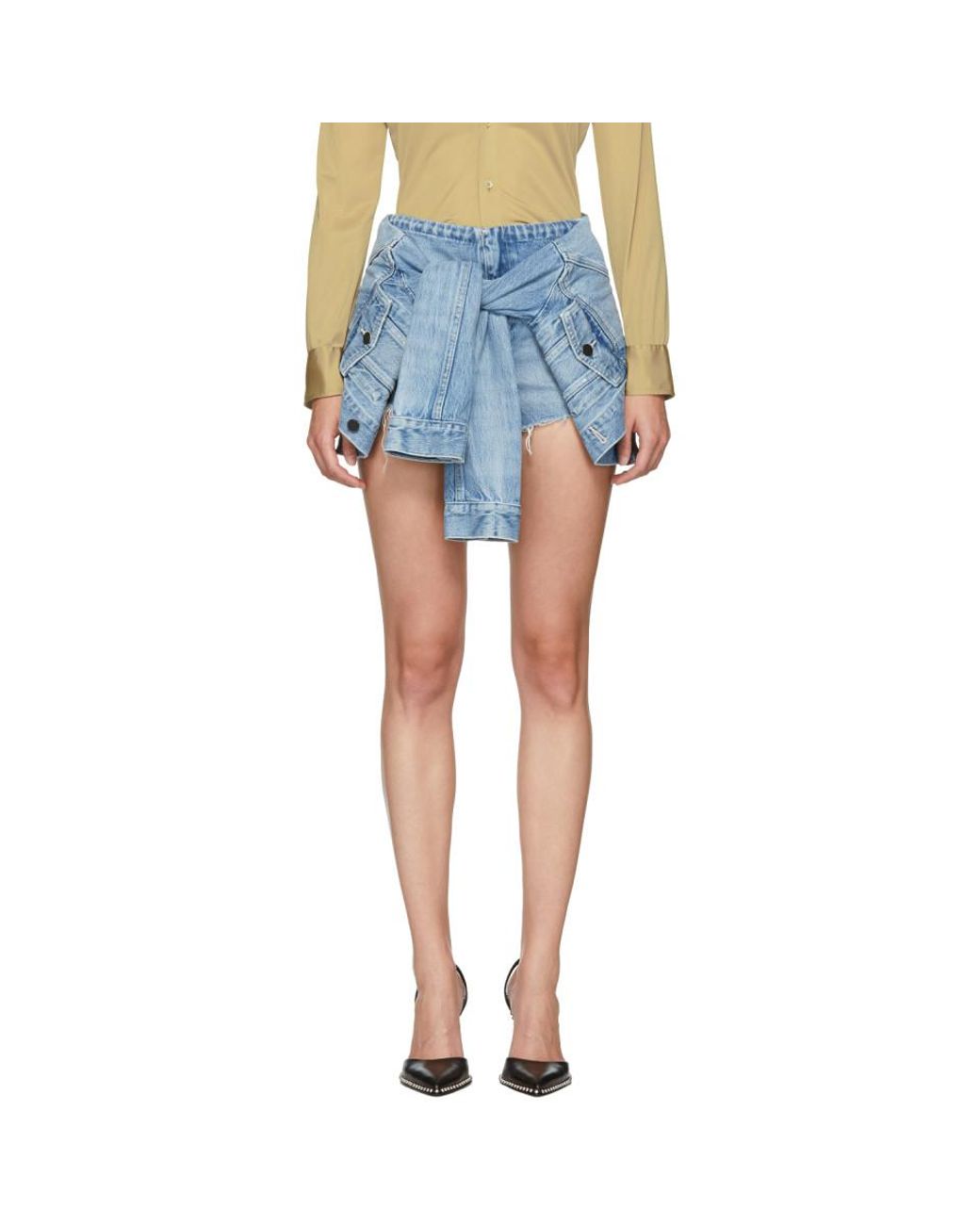 Alexander Wang Blue Denim Jacket Shorts | Lyst Canada