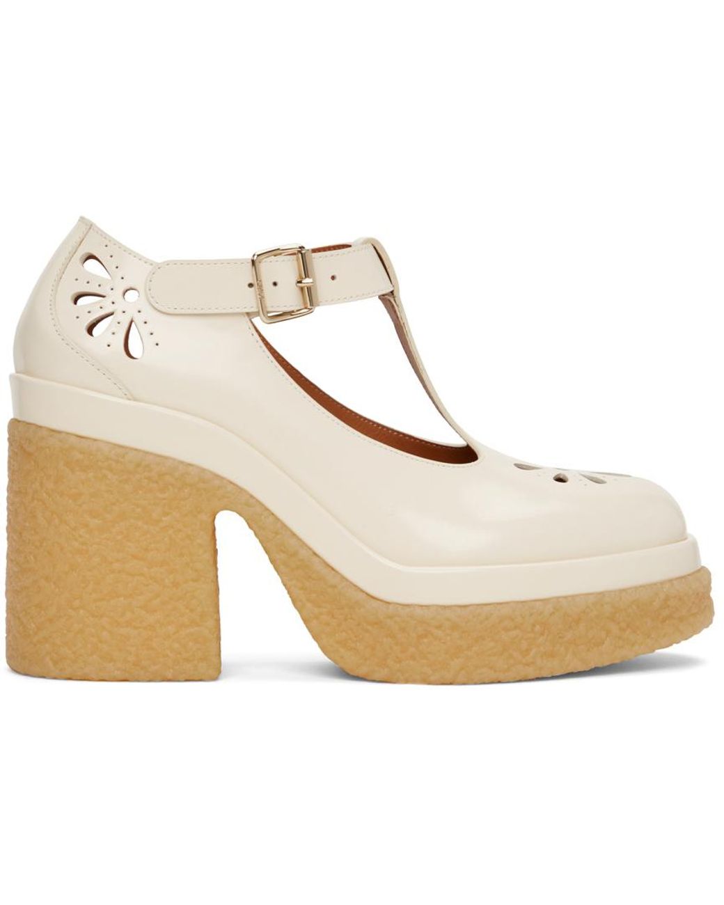 Chloé Leather Offwhite Kurtys Mary Jane Heels Lyst