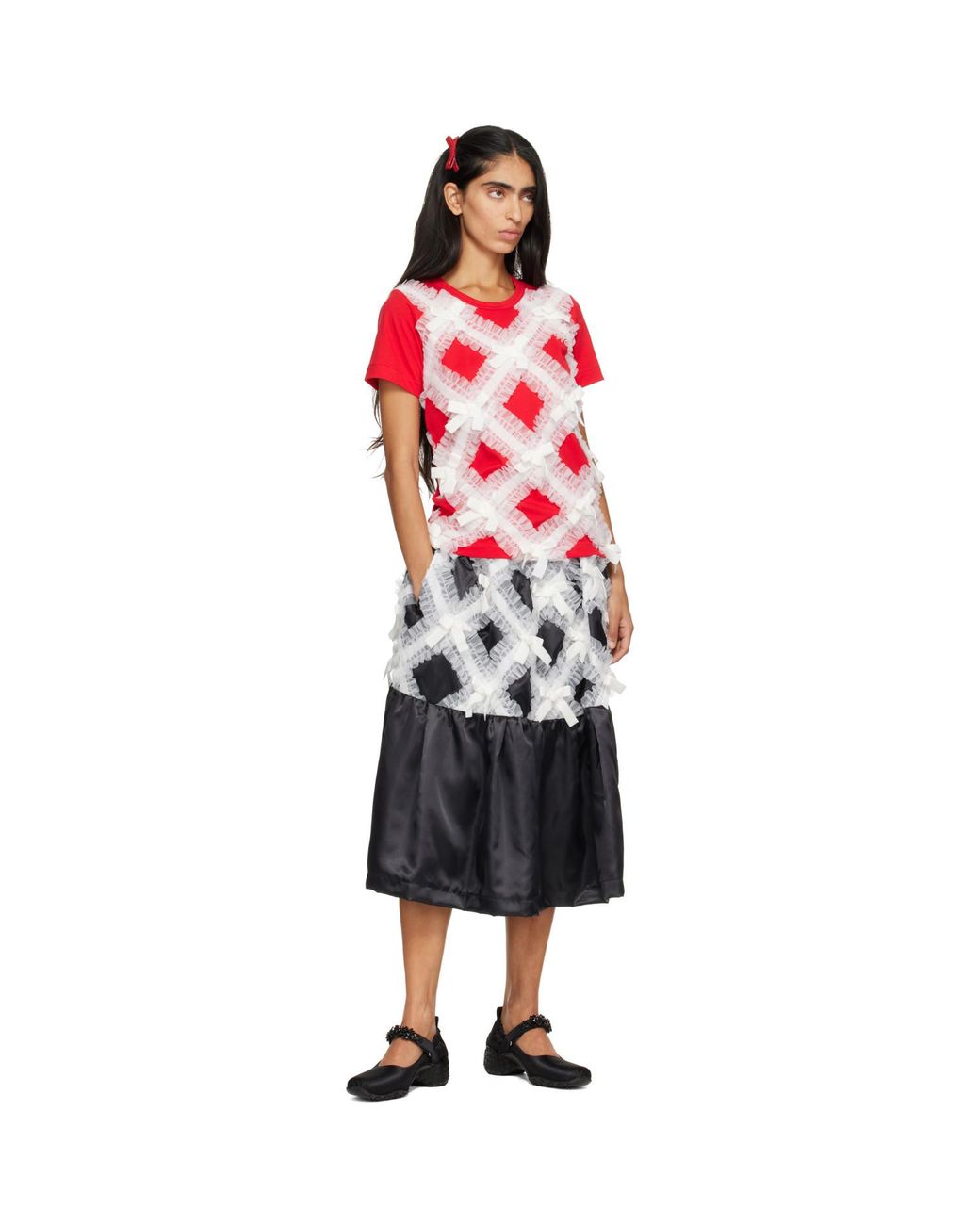 Comme des Garçons Red Gather Tape Decoration T-Shirt