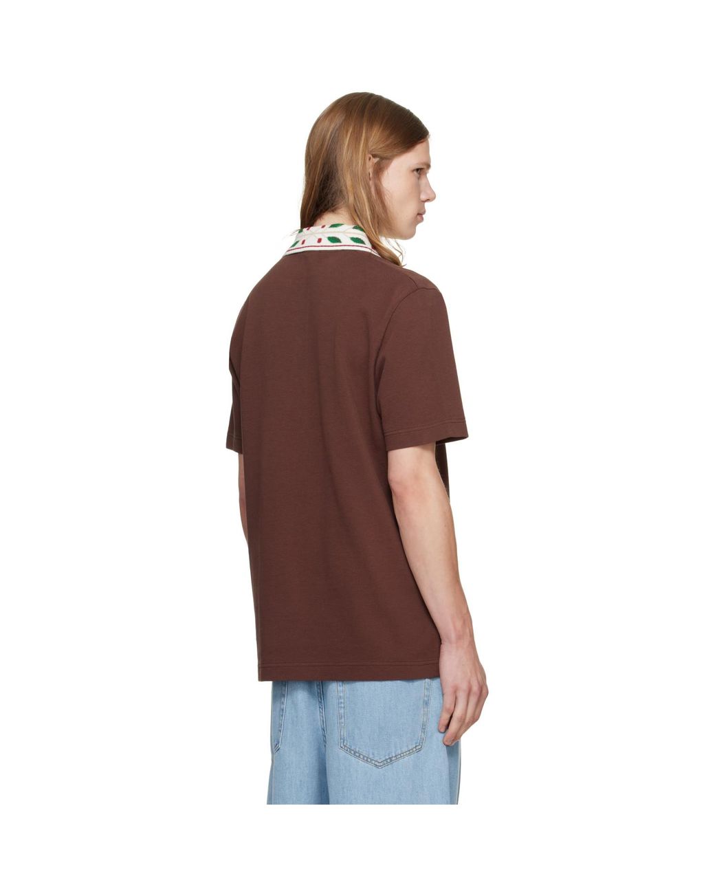 Casablanca Brown Laurel Pique Short Sleeve Polo for men