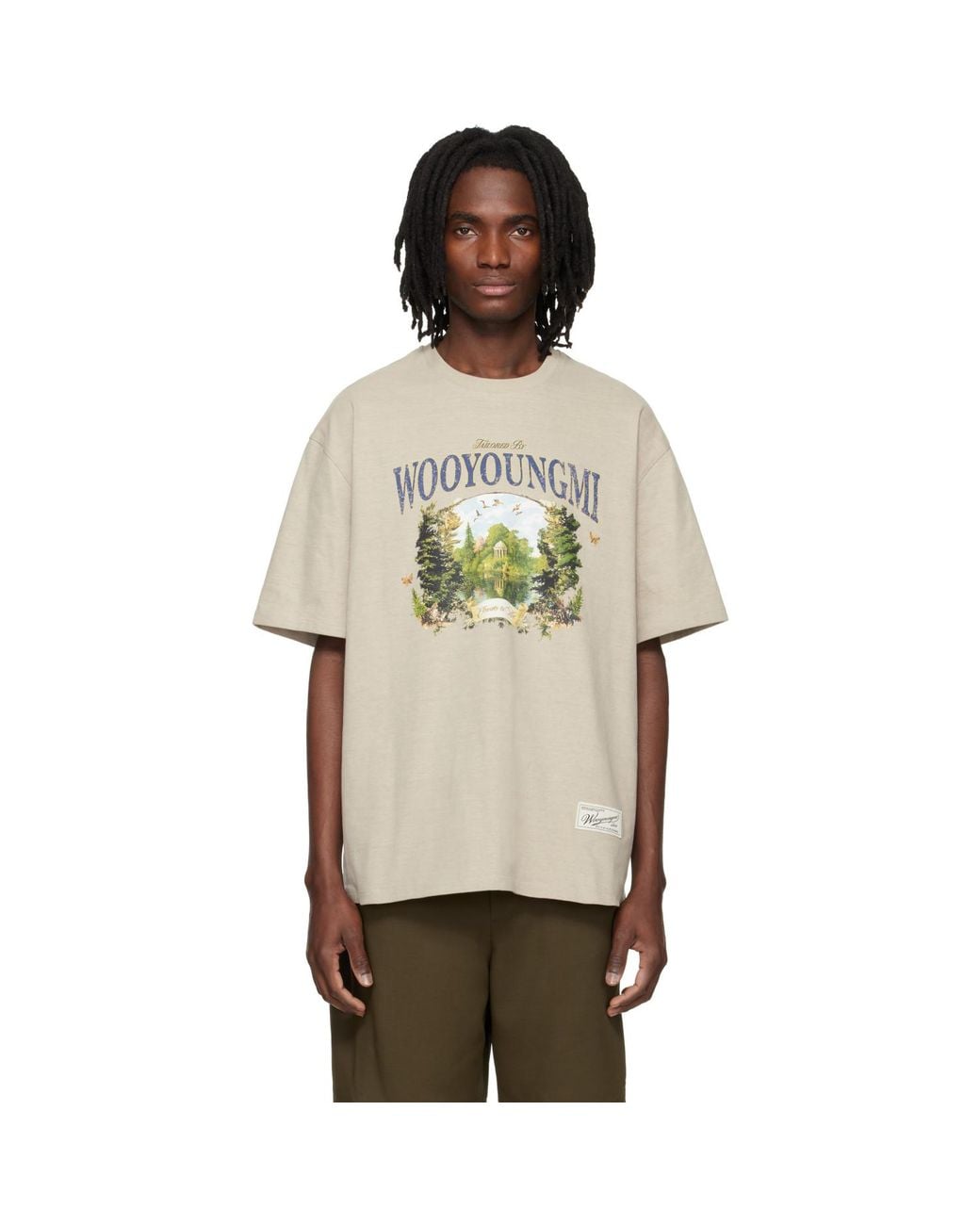 Wooyoungmi Natural Taupe Graphic T-Shirt for men