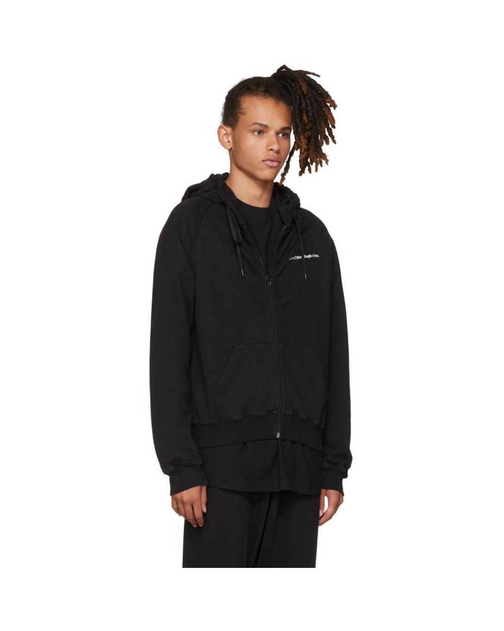 Vetements Black Free-hugs.com Normal Fitted Zip Hoodie for Men