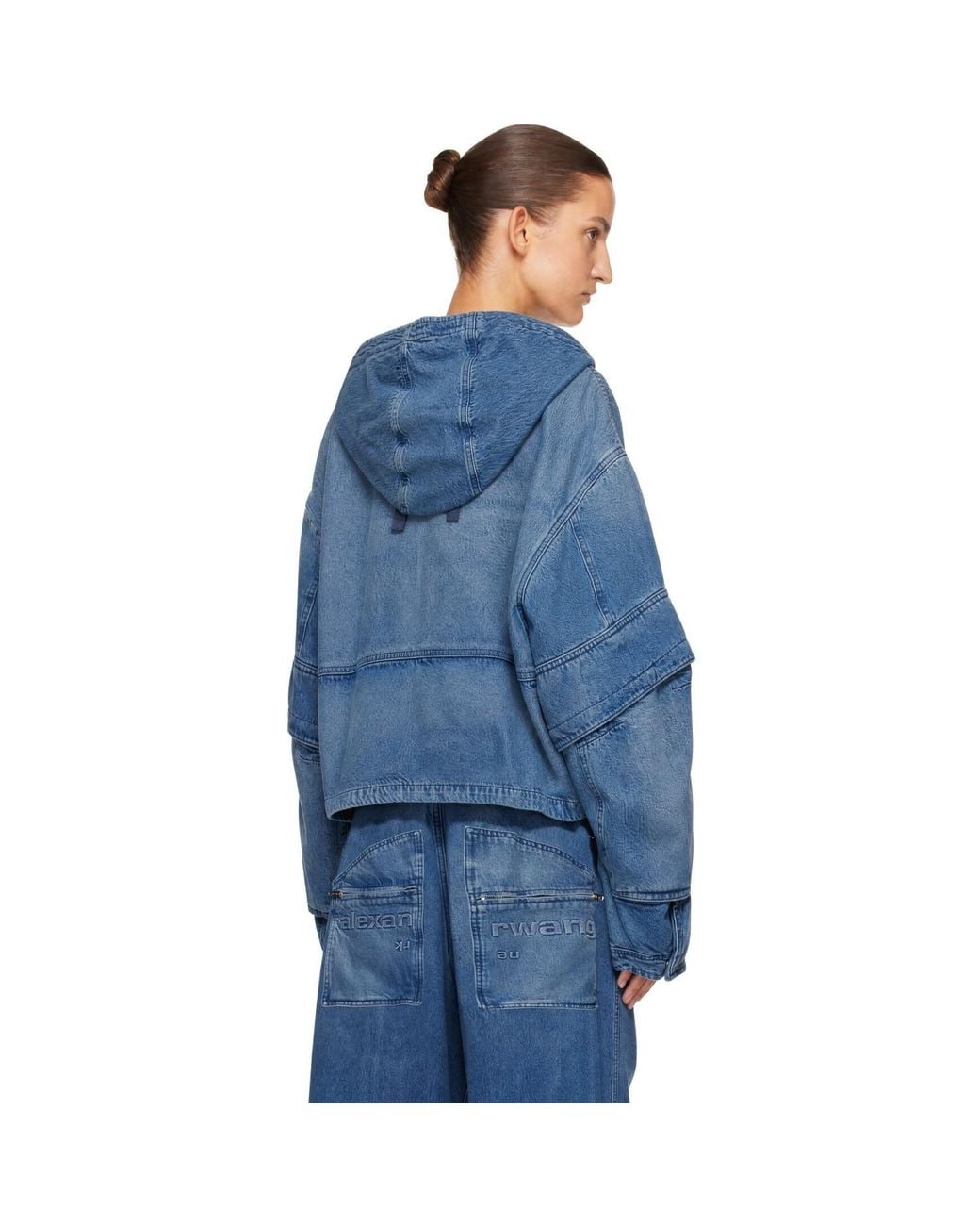 Alexander Wang Blue Cropped Denim Cargo Jacket