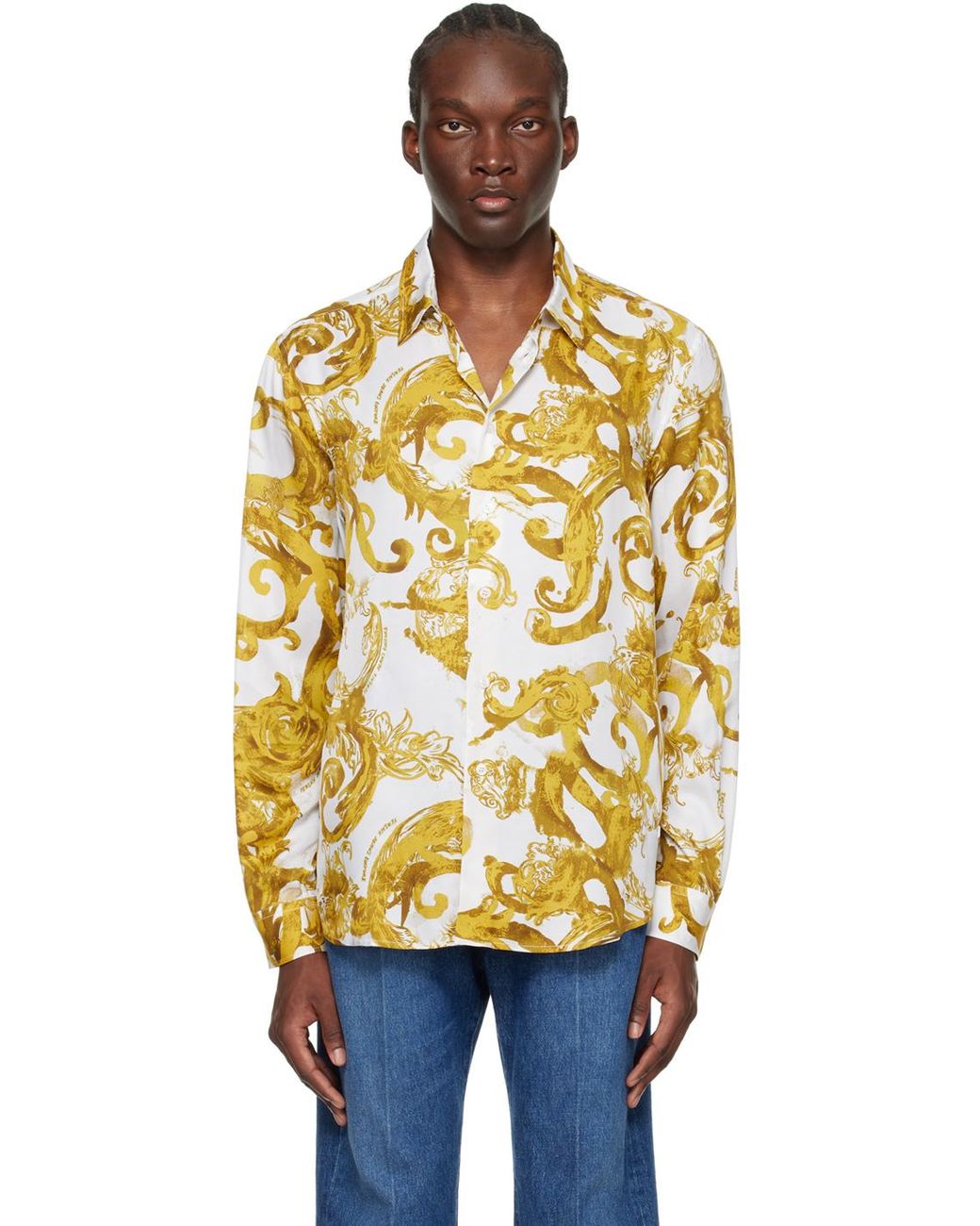 Baroque print hotsell denim shirt