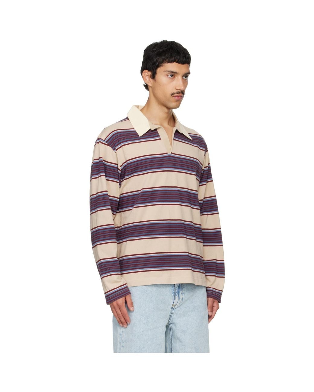 Sanderlak Red Striped Jersey Polo for men