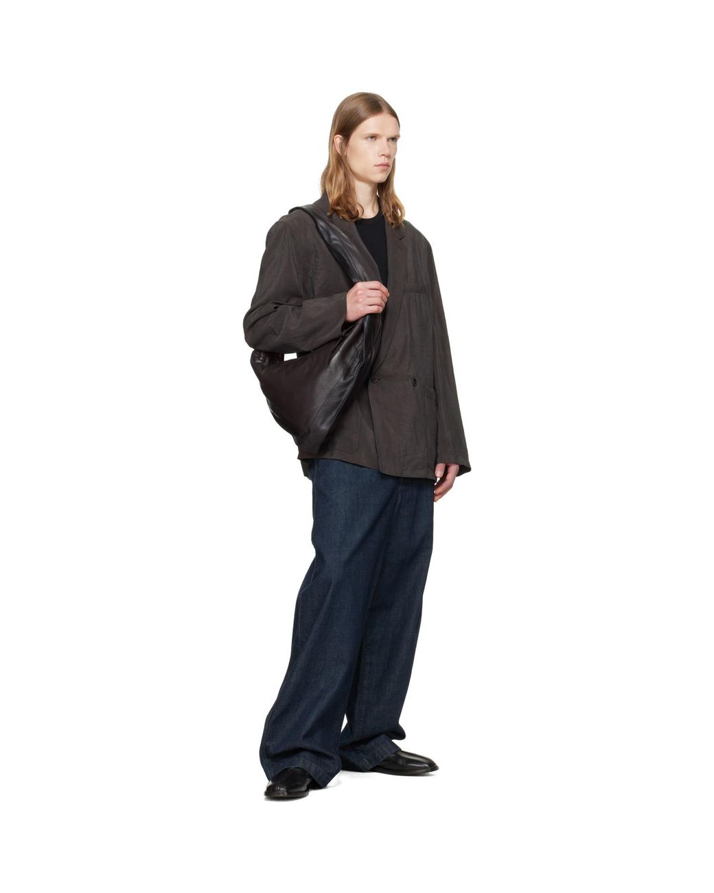 Lemaire Black Small Scarf Extended Handle Bag for men