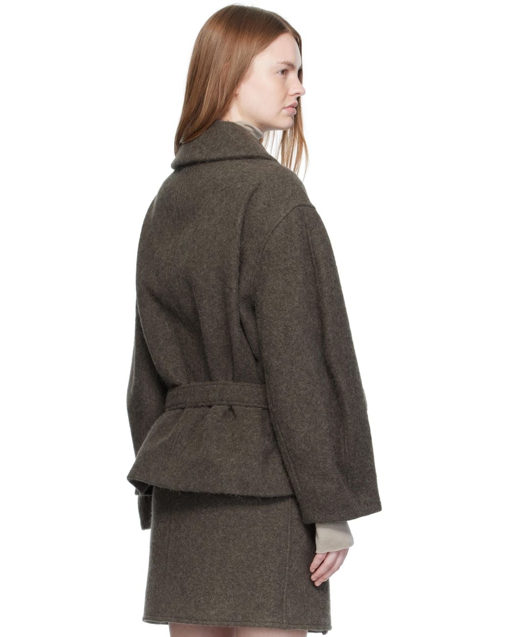 Lemaire Khaki Short Asymmetrical Bathrobe Coat in Black | Lyst