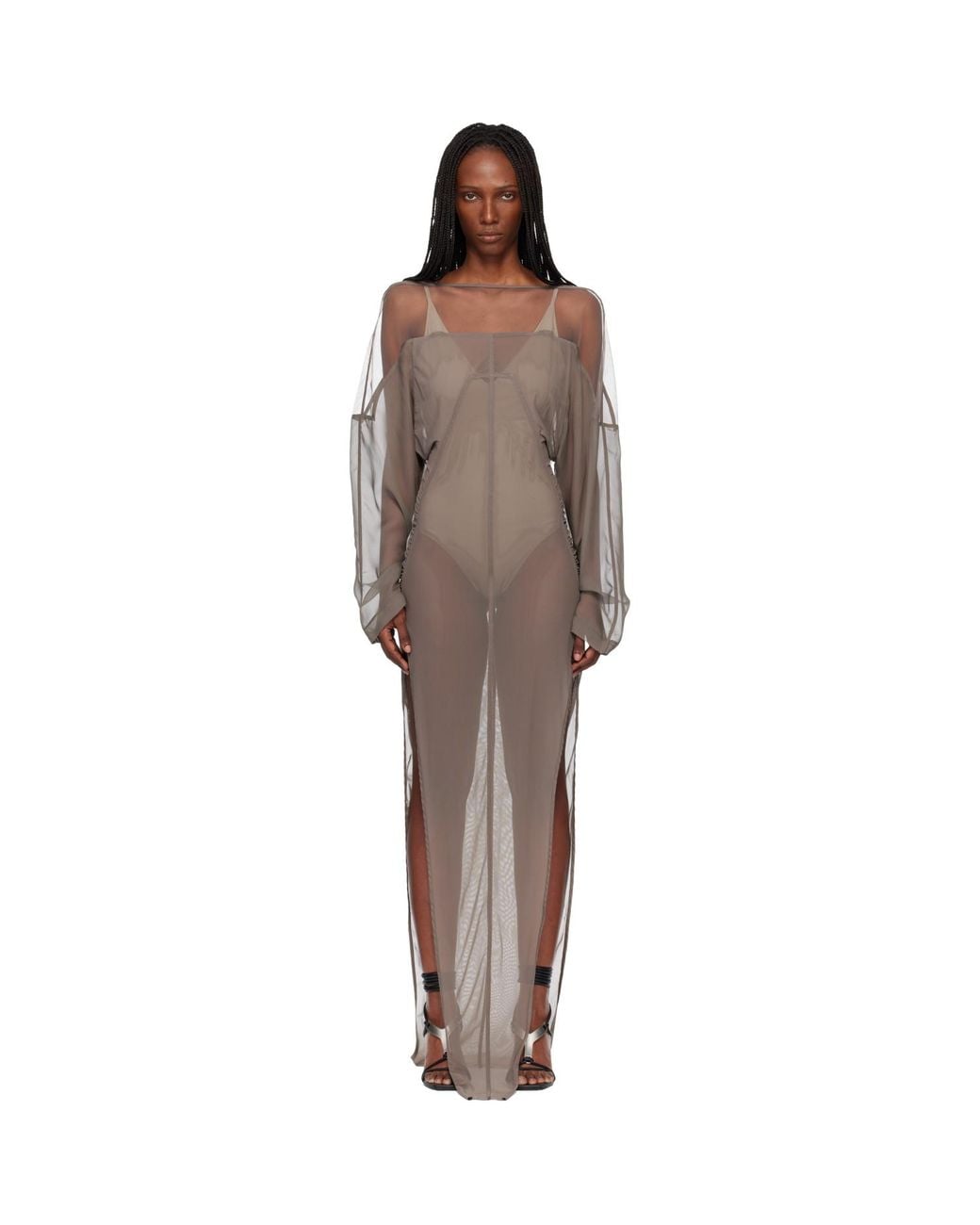 Rick Owens Black Temple Collage Maxi Dress
