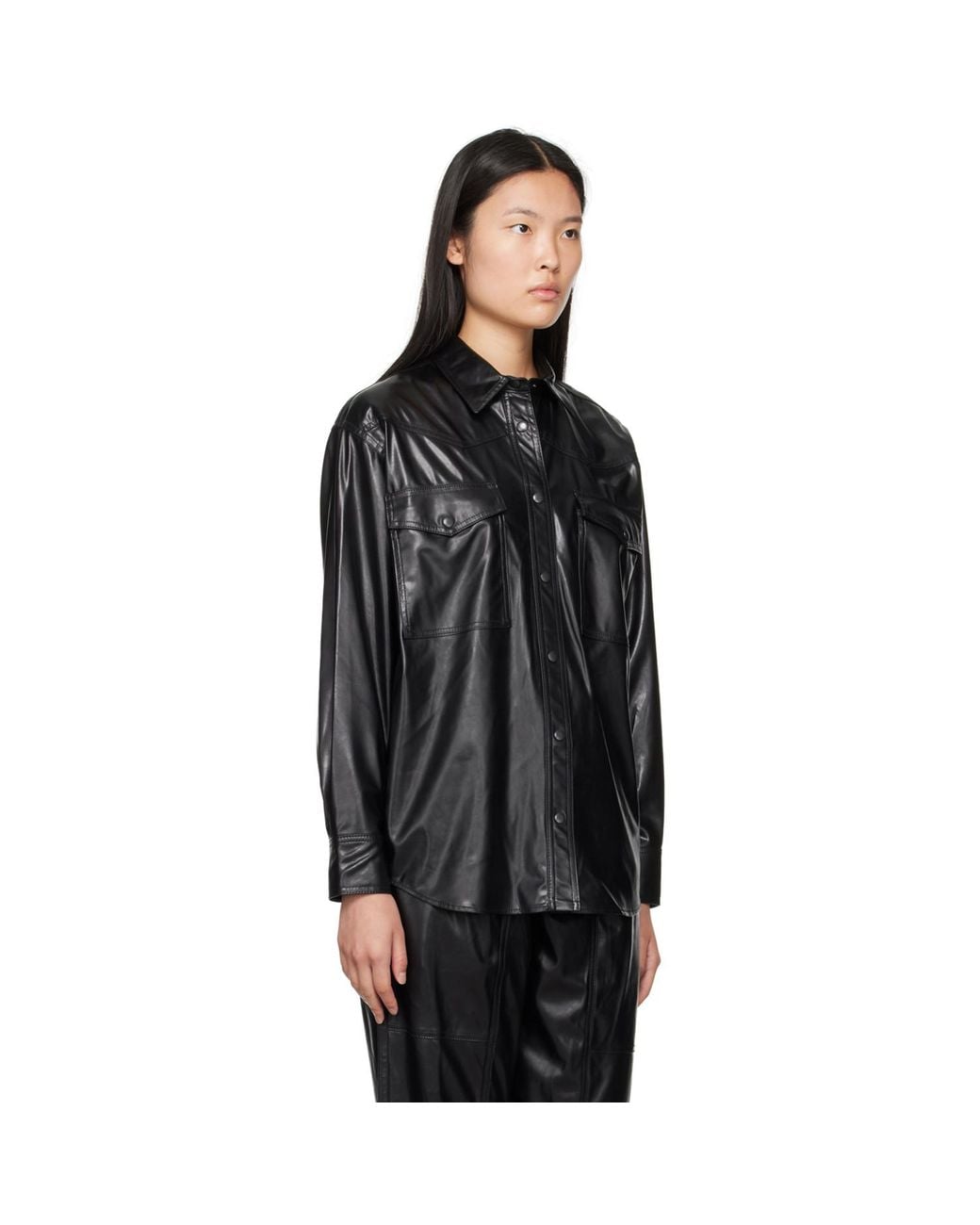 Isabel Marant Black Berny Faux-leather Shirt