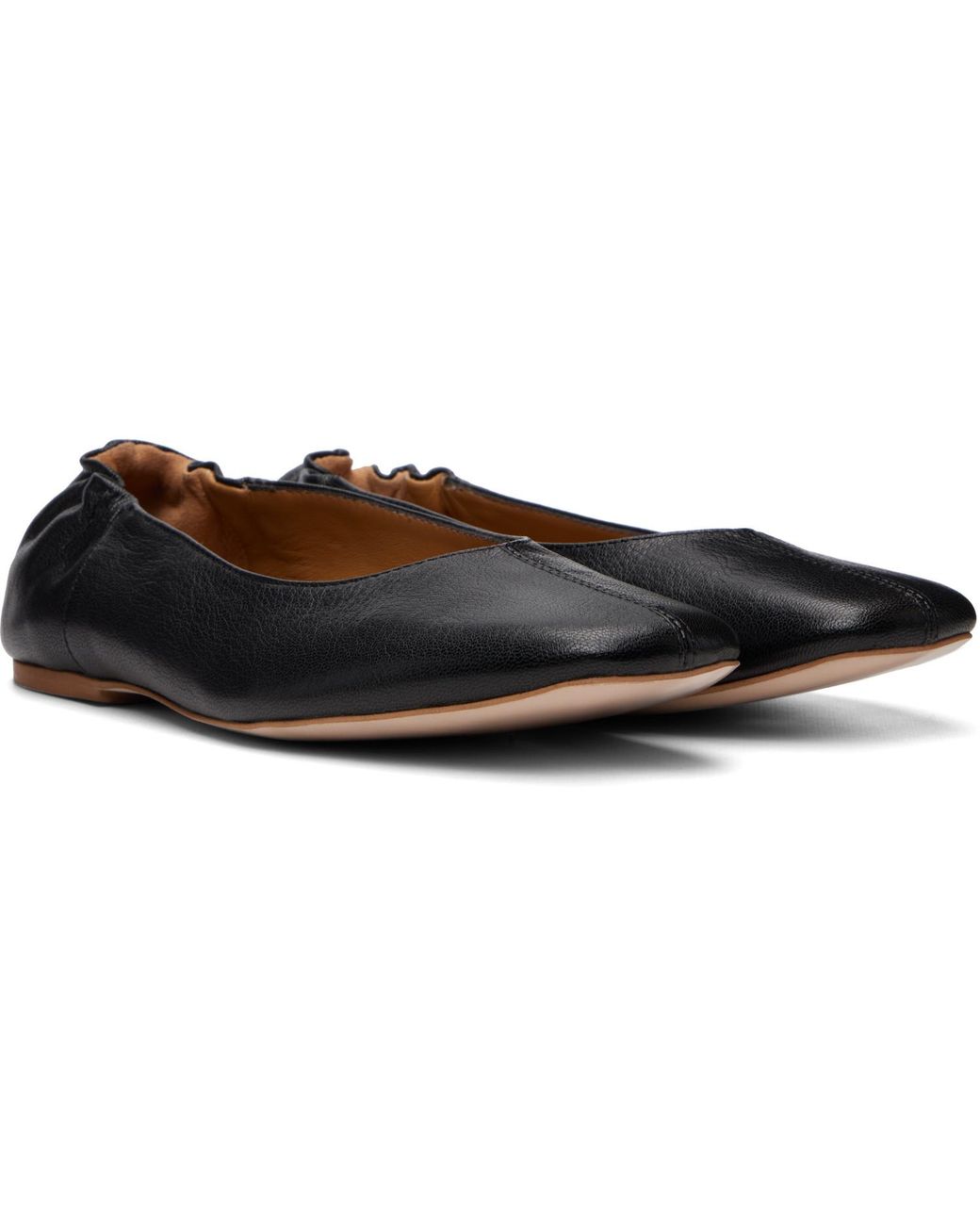 A.P.C. Black Square-Toe Leather Ballerina Flats