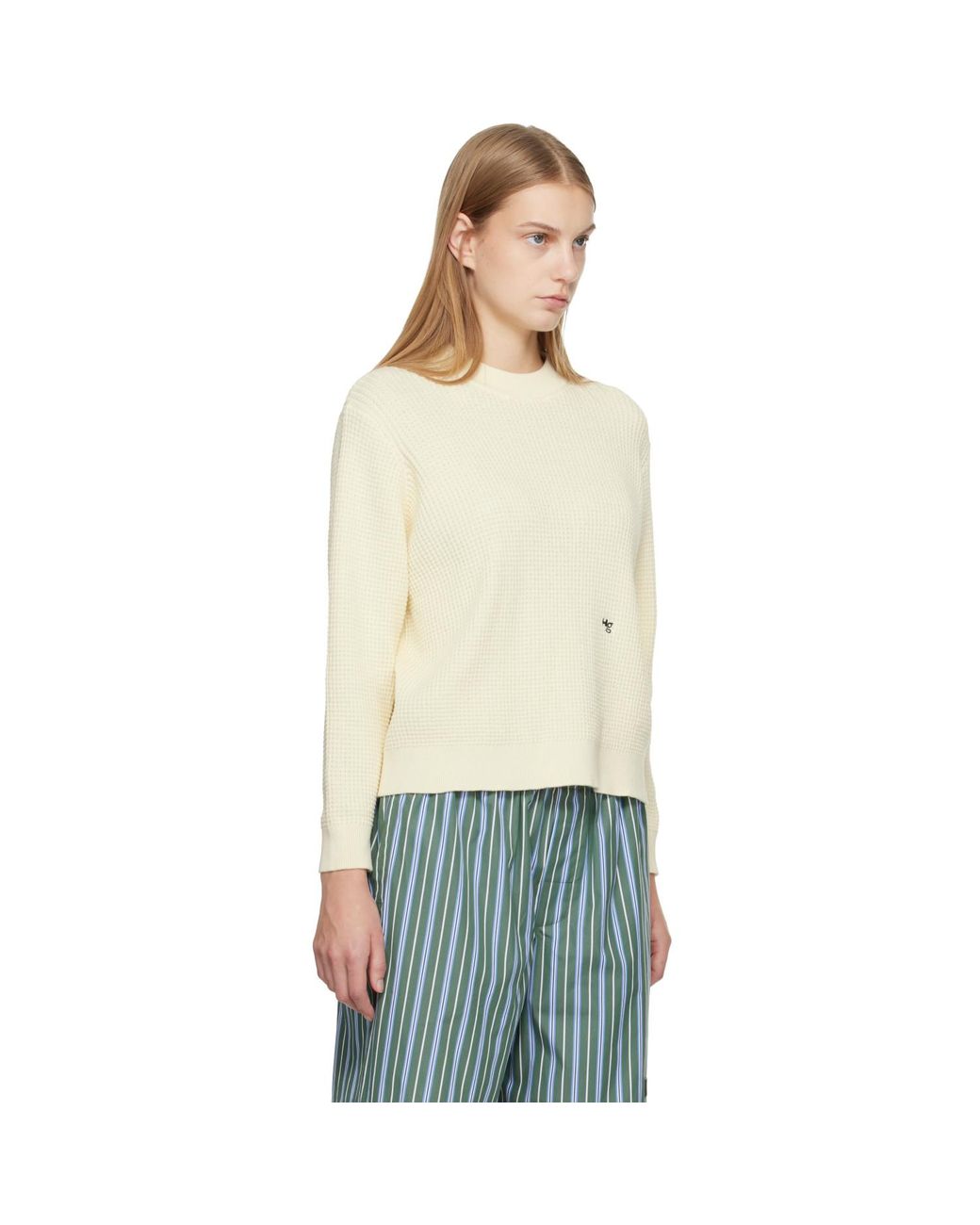 HOMMEGIRLS Natural Off- Waffle Knit Sweater