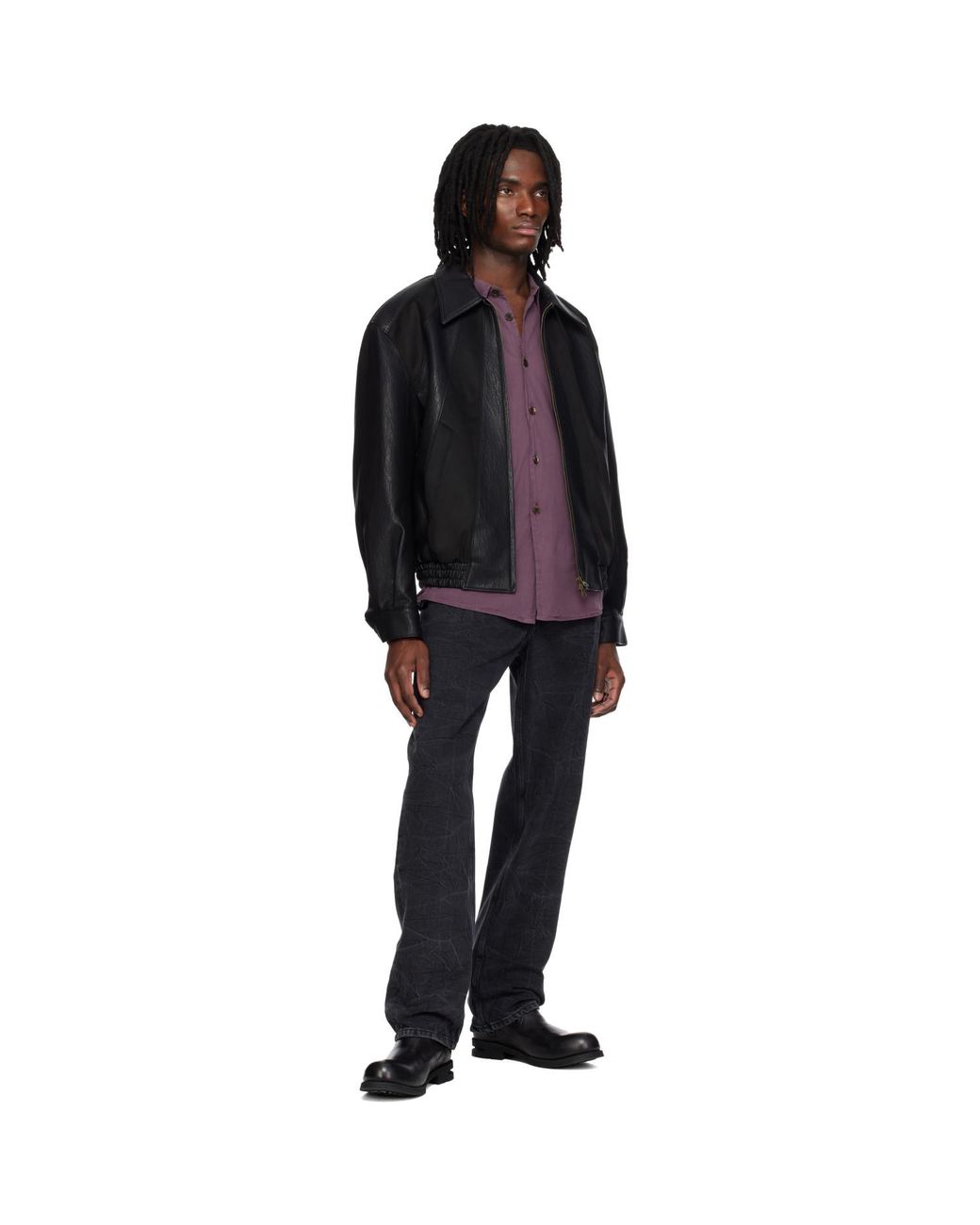 MMIC Black Rodeo Faux-Leather Jacket for men