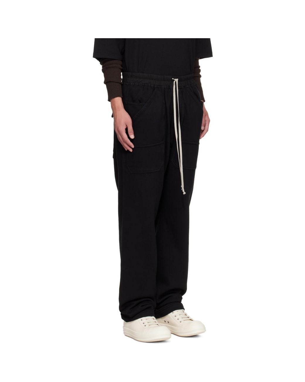 Rick Owens Black Tower Classic Drawstring Cargo Pants for men