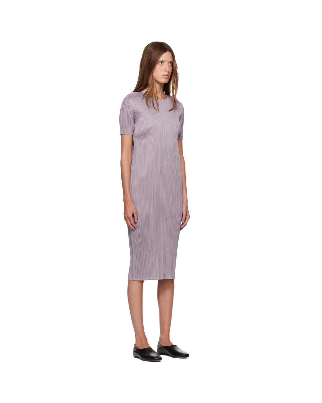 Pleats Please Issey Miyake Purple Monthly Colors August Midi Dress