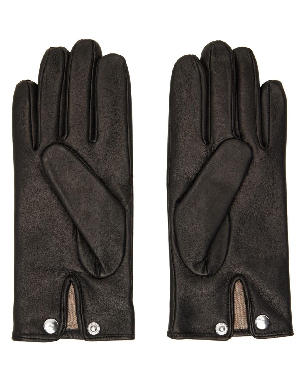 Ernest W. Baker Black Cashmere Lined Leather Gloves for men