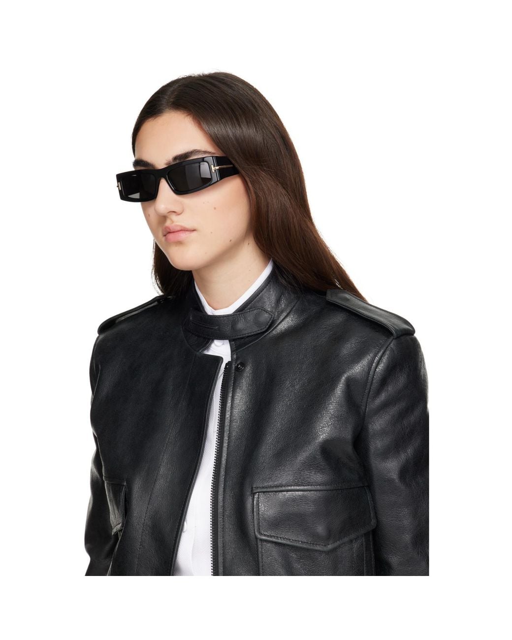 Tom Ford Gray Icon Rectangular Acetate Sunglasses
