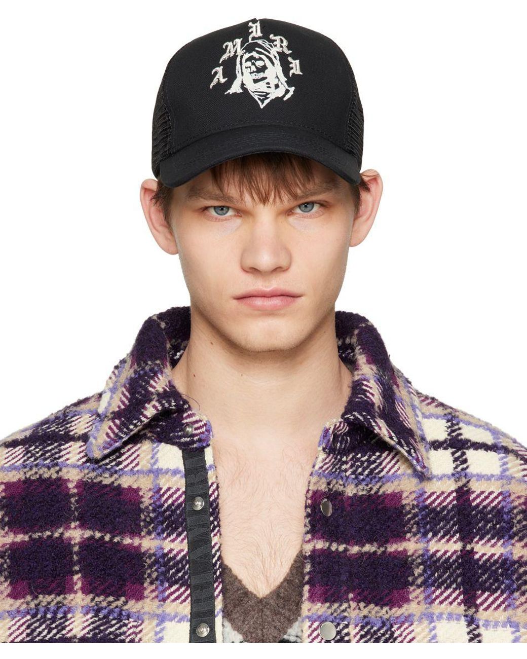 Amiri Black Reaper Trucker Hat in Purple for Men | Lyst