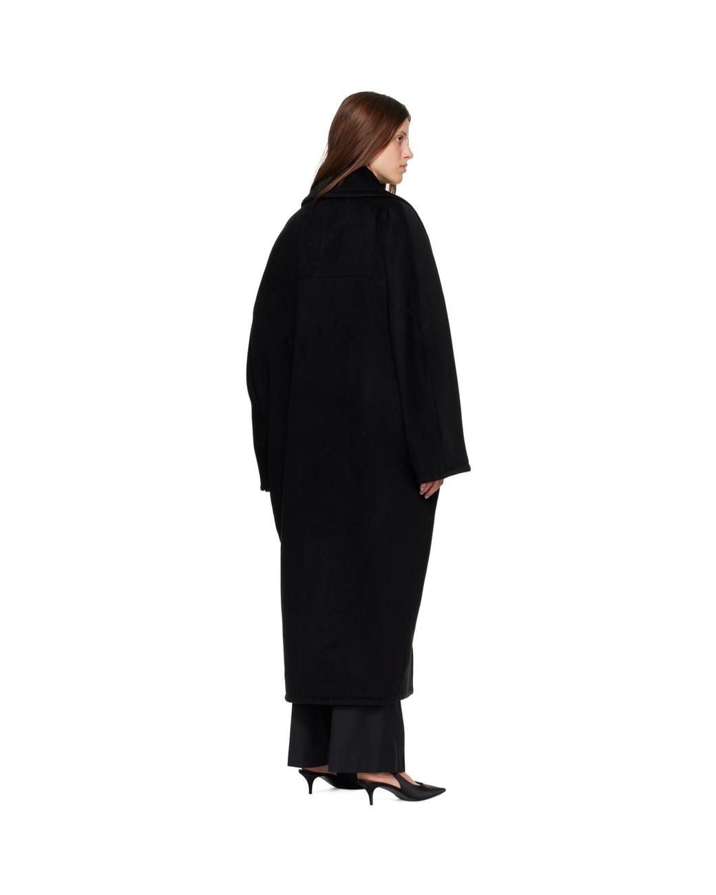 R2W Black Treho Double Breasted Coat