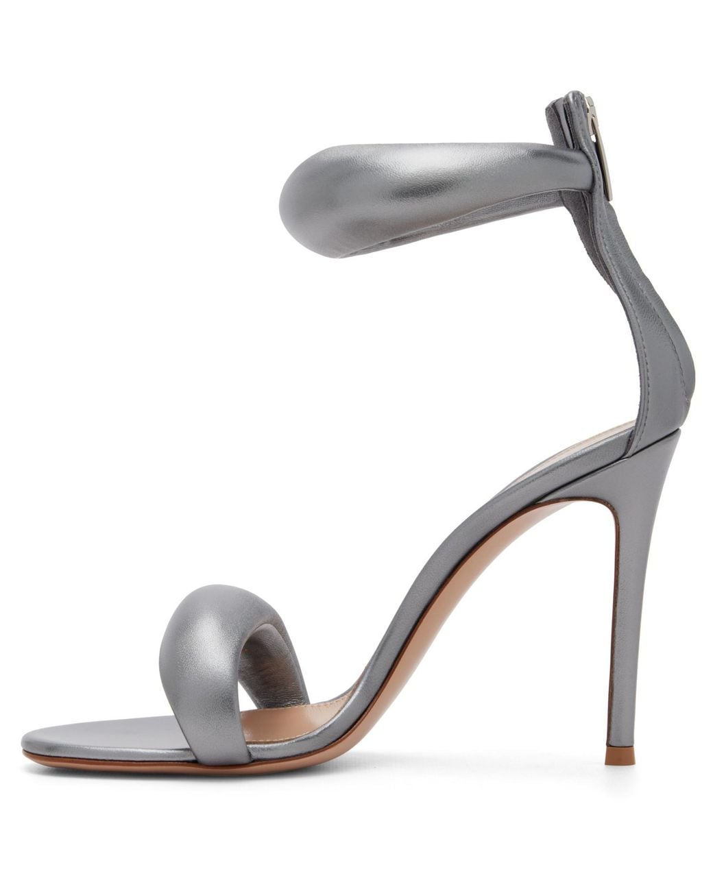 Gianvito Rossi Metallic Gunmetal Bijoux Heeled Sandals