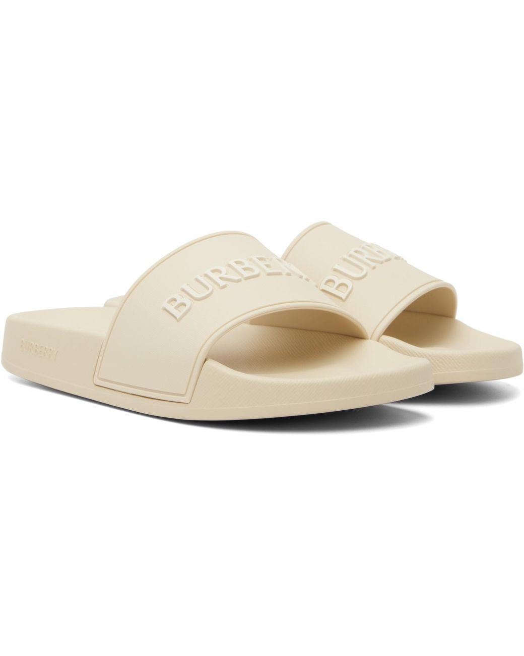 Burberry White Off- Logo Slides
