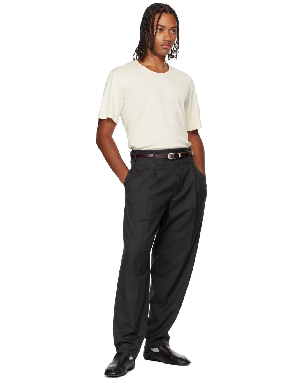 Lemaire Black Pleated Trousers for men