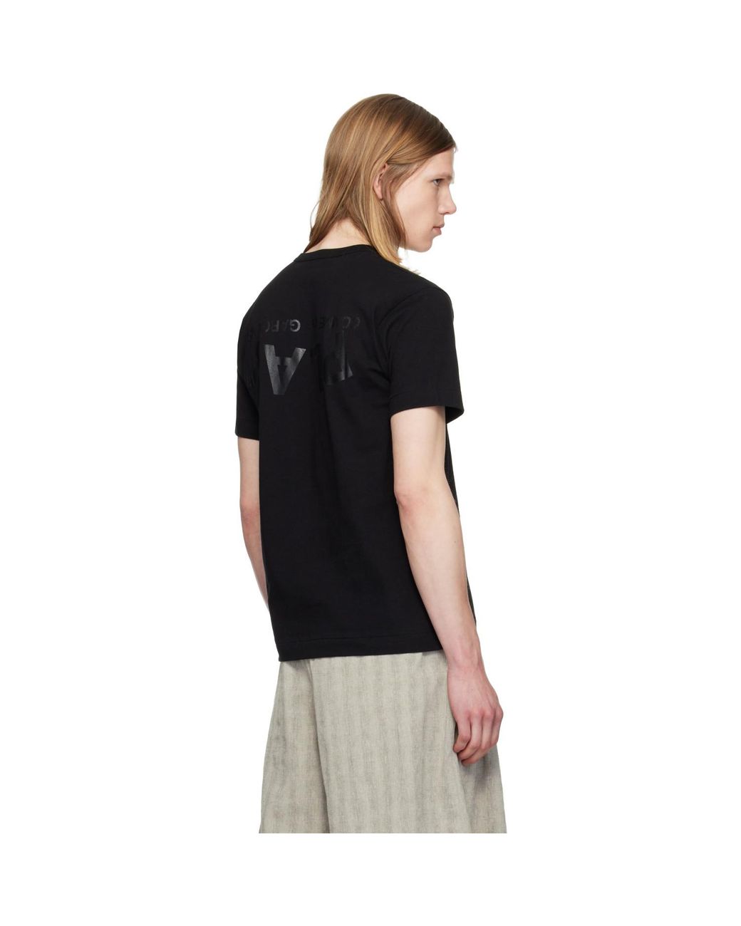 COMME DES GARÇONS PLAY Black Logo Text T-Shirt for men
