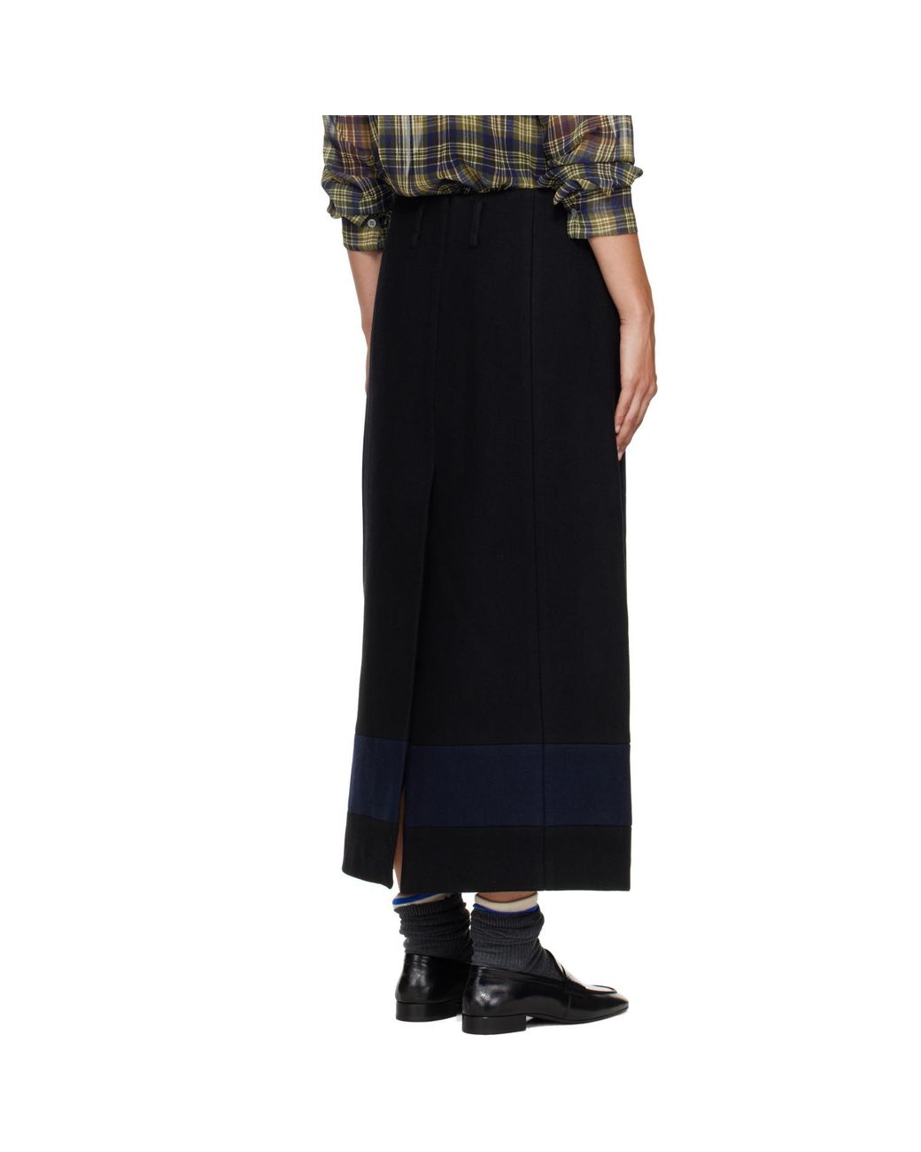 Dries Van Noten Black Embroidered Wool Maxi Skirt