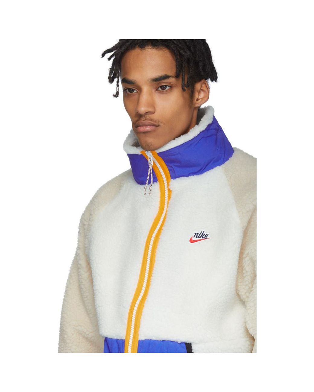 Nike Fleece White And Blue Sherpa Jacket for Men | Lyst