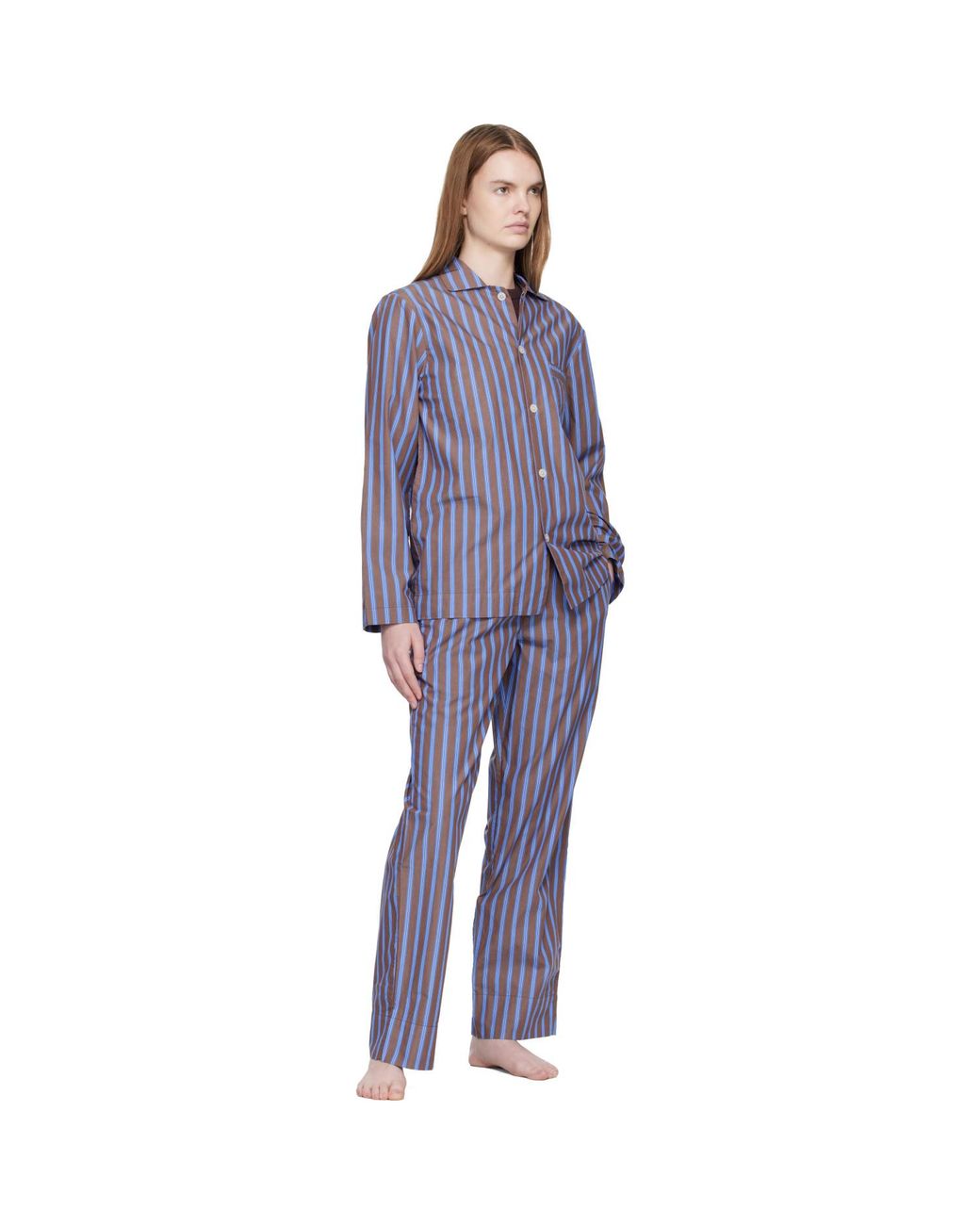 Tekla Purple Poplin Long-Sleeved Pyjama Shirt