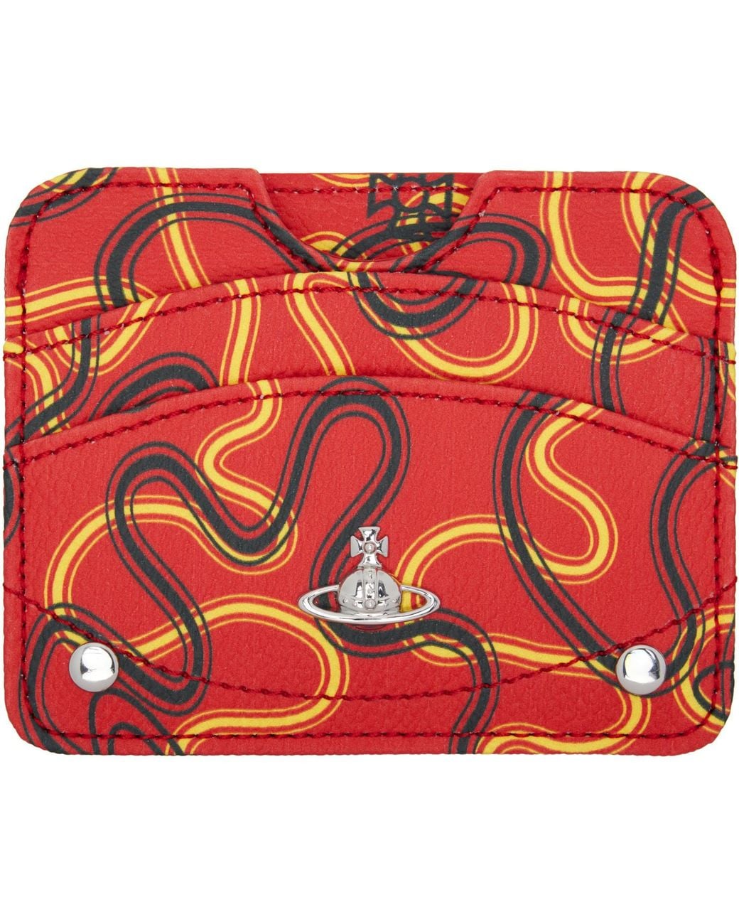 Vivienne Westwood Red Half Moon Flat Card Holder for men