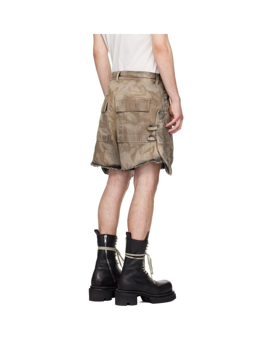 Rick Owens Multicolor Temple Denim Stefan Cargo Shorts for men