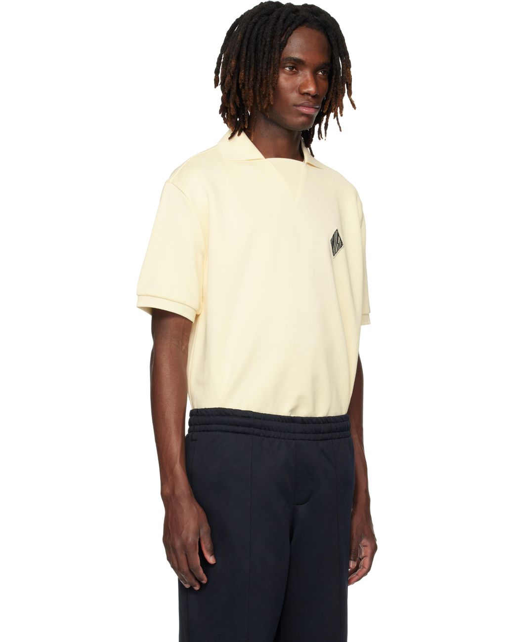 メンズ Lacoste ベージュ Loose Fit Badge Accent フリース ポロシャツ Black