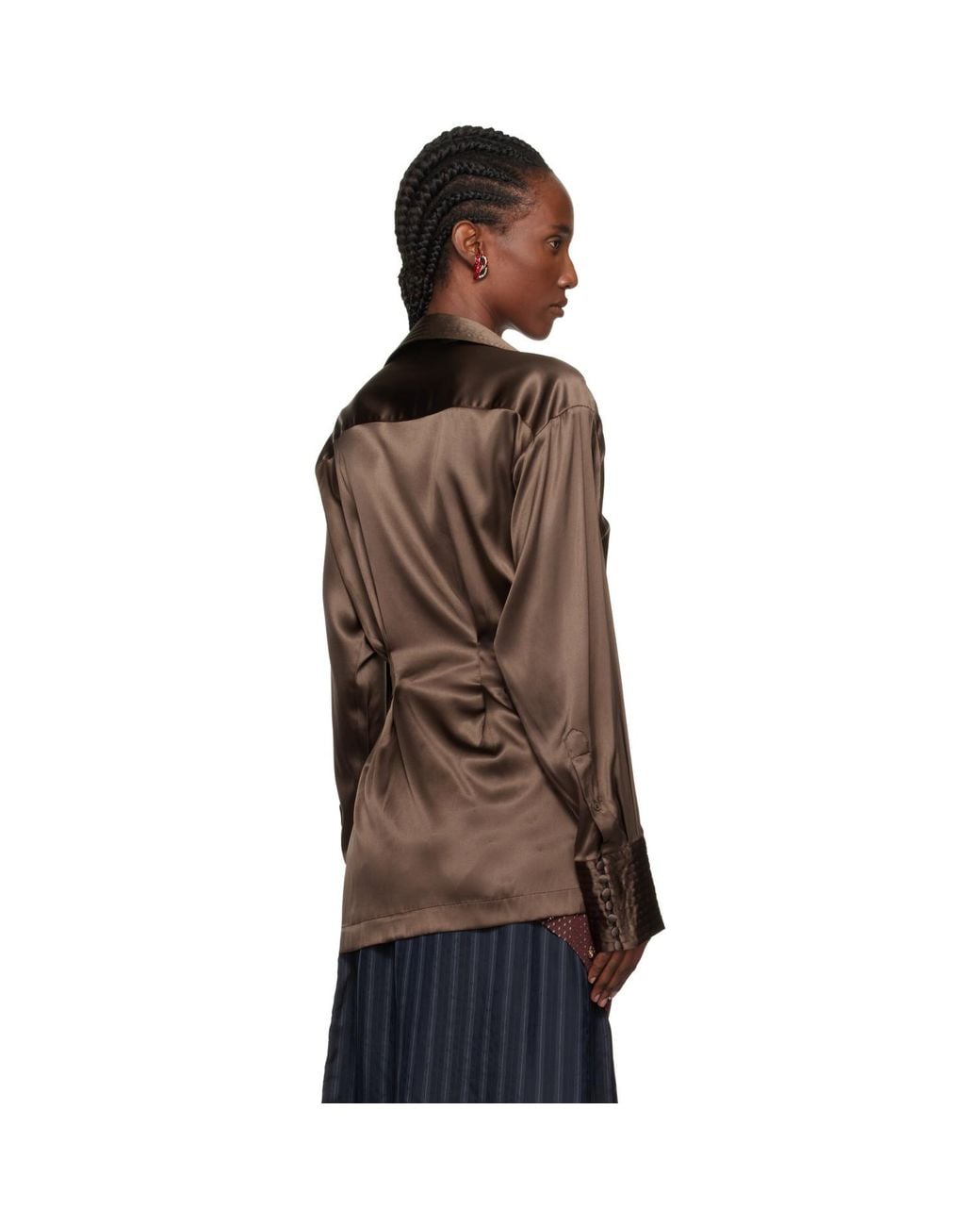 Dries Van Noten Brown Draped Shirt