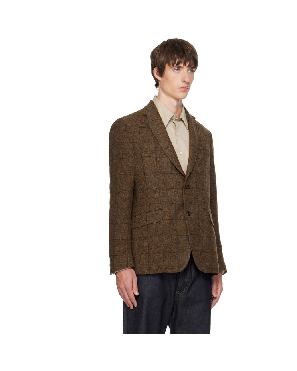 Barbour Brown Gosforth Moons Check Blazer for men