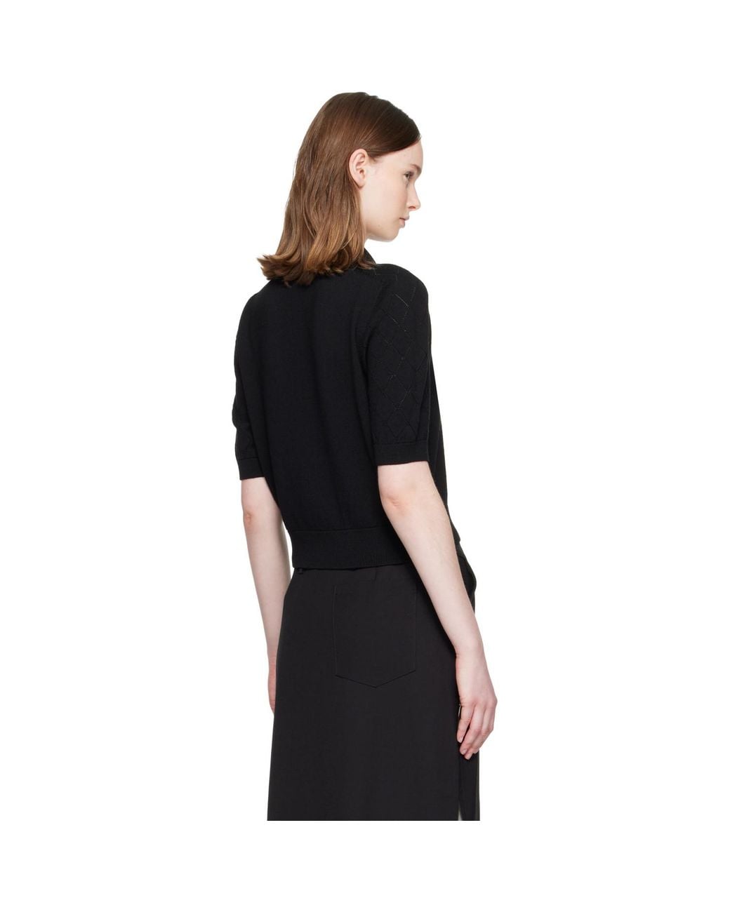 Balmain Black 3-Button Wool Polo