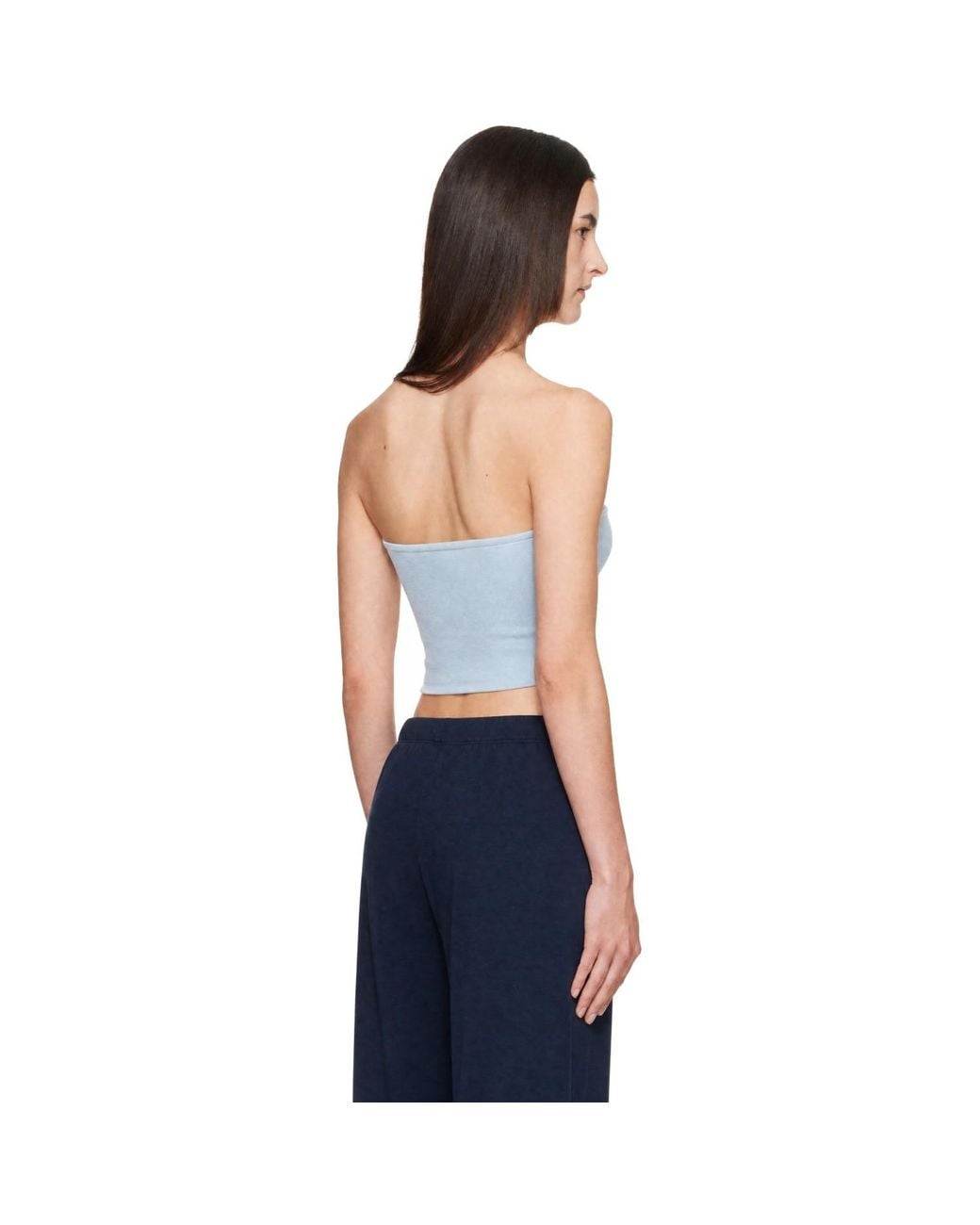St. Agni Blue Wool Strapless Top