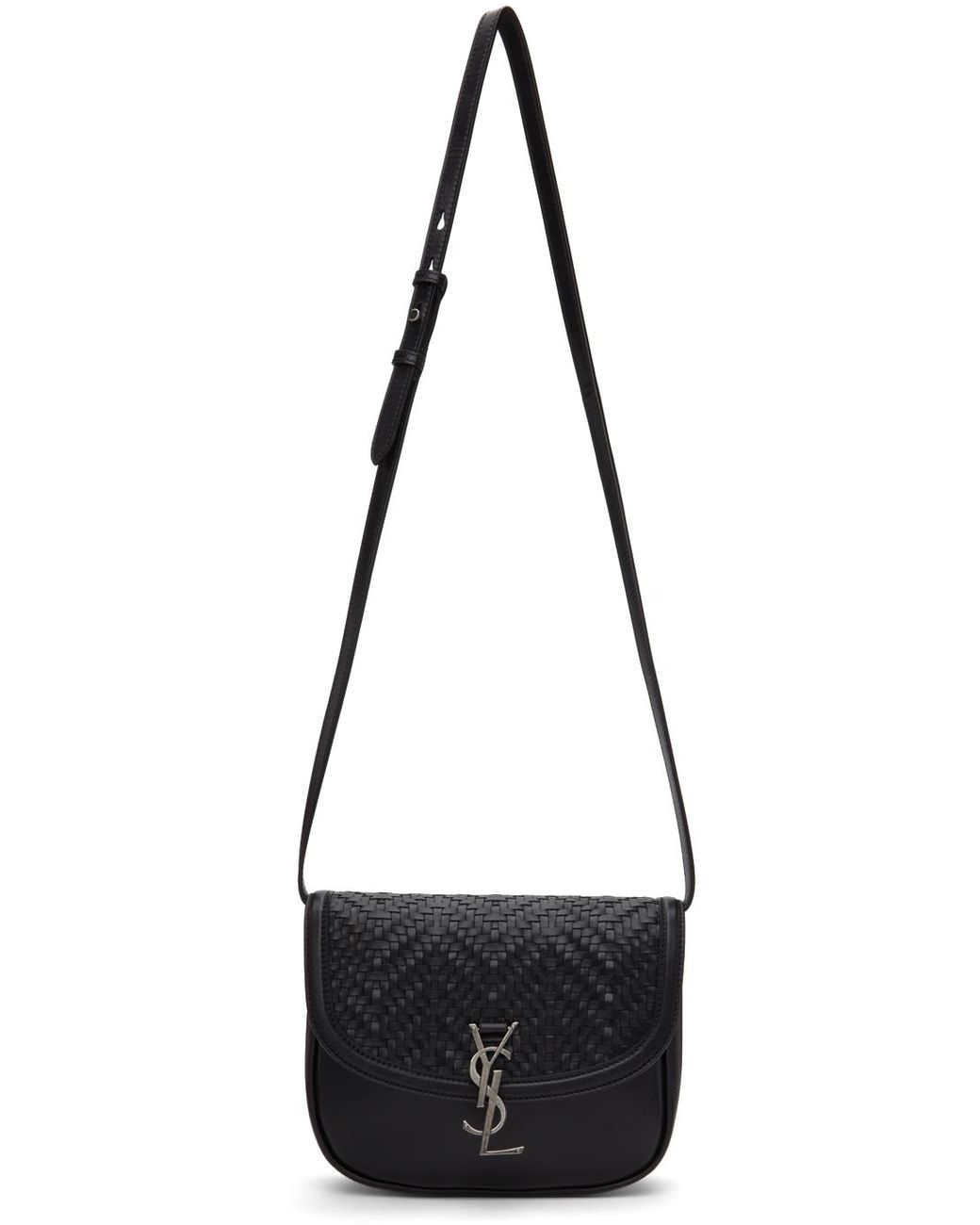 Saint Laurent Leather Black Woven Medium Kaia Bag | Lyst