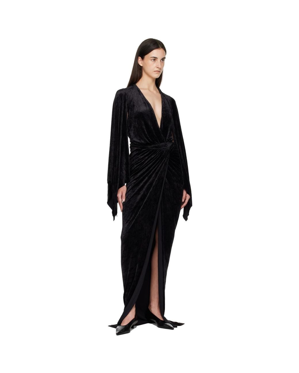 Rick Owens Black Tower Flagsleeves Maxi Dress