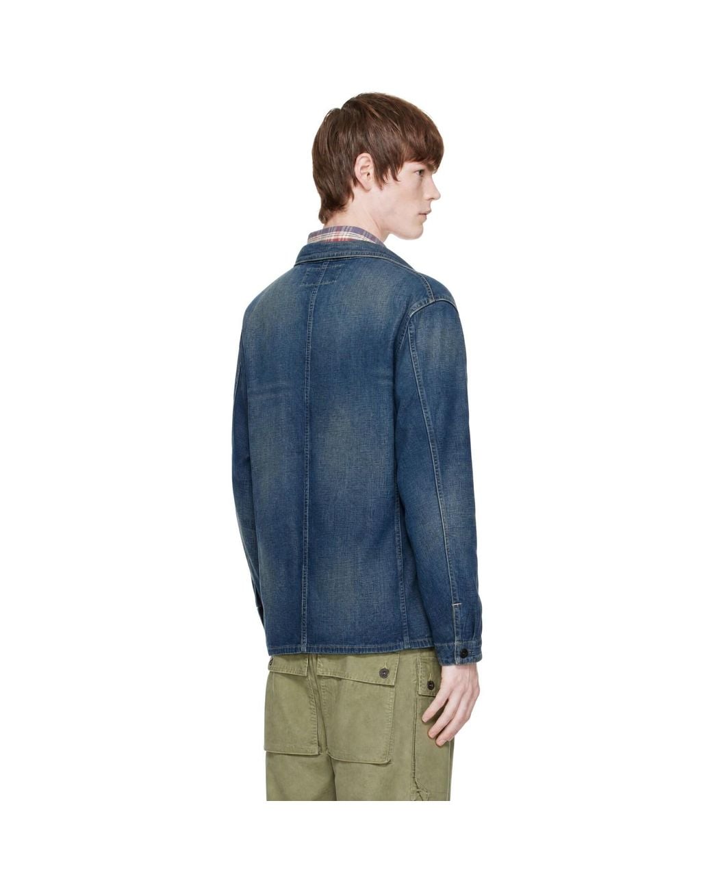 RRL Blue Denim Engineer Jacket for men