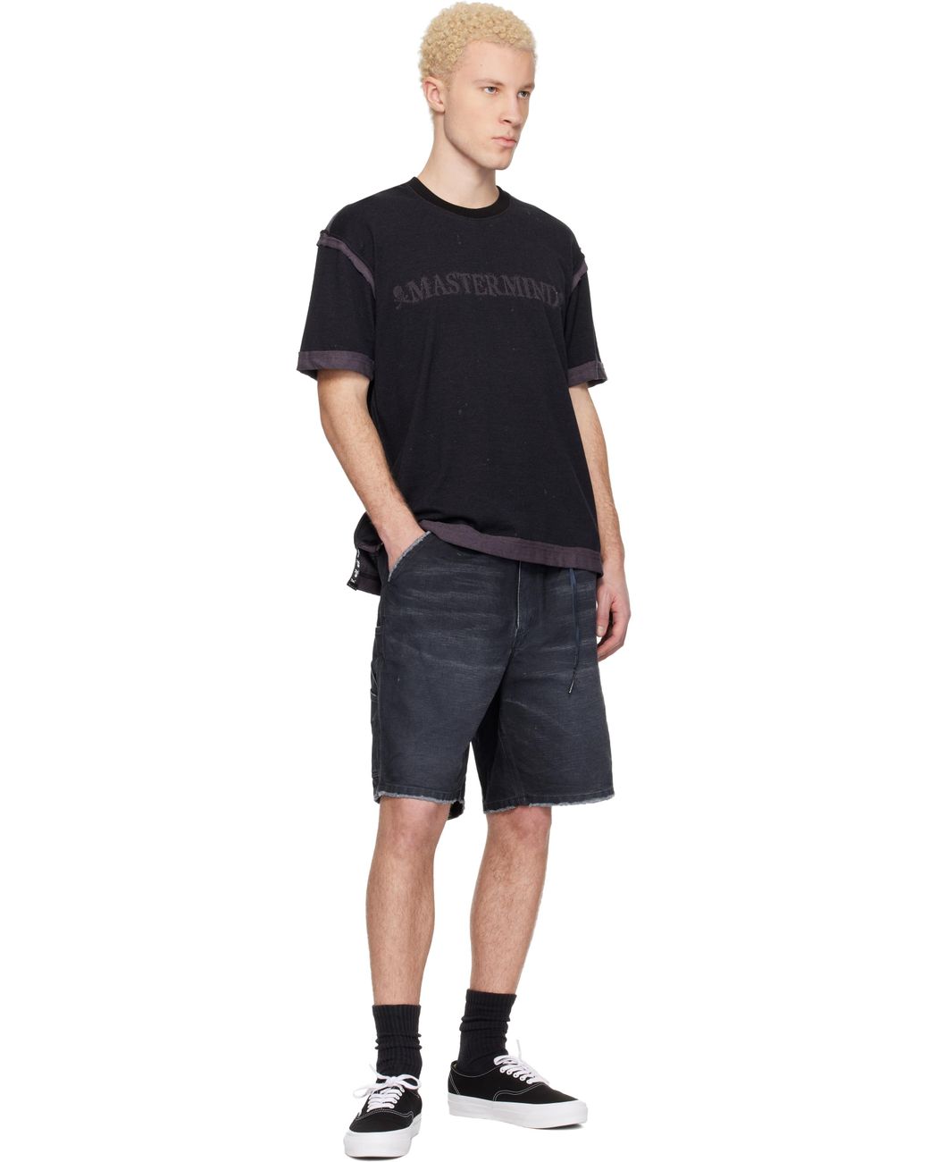 MASTERMIND WORLD Blue Mw Duck Painter Shorts for men